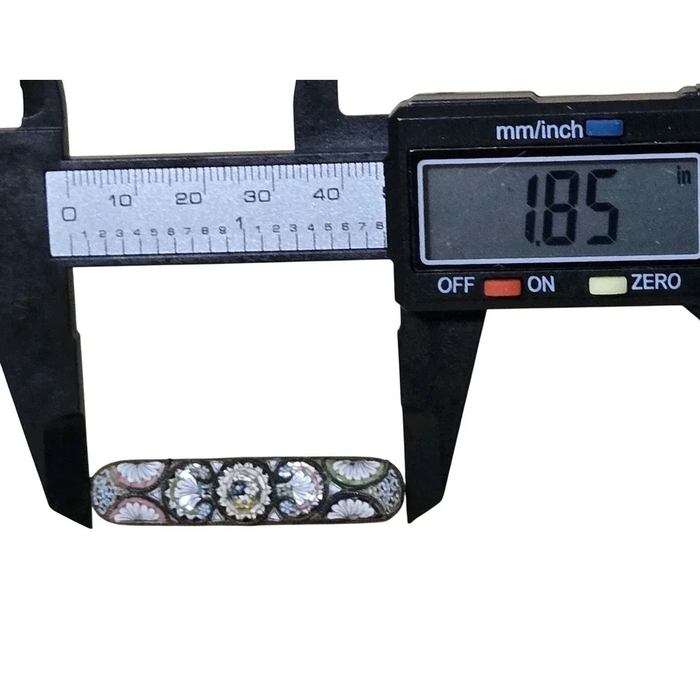 Antique Estate Victorian Micro Mosaic Glass Floral Flowers Bar Pin